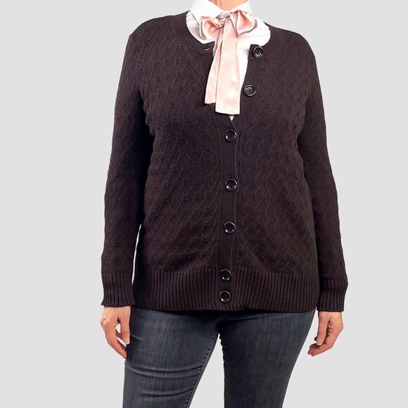 Pendleton Brown Cable Knit Cardigan Sweater Sz XXL - Picture 1 of 9